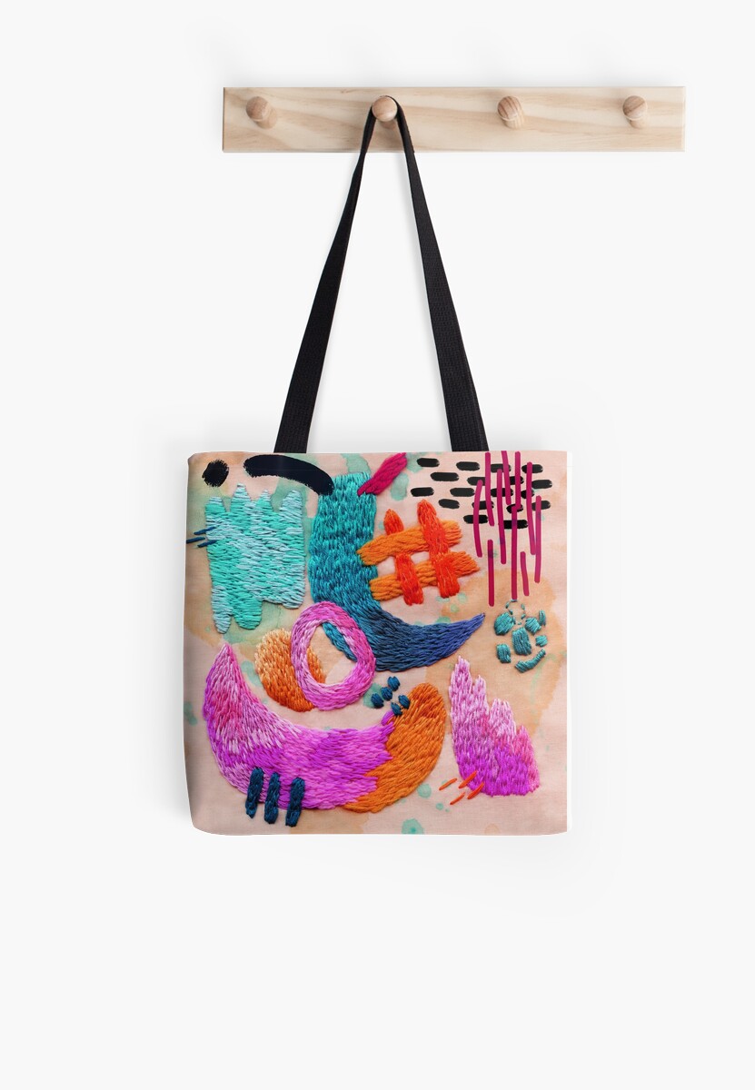 "abstract embroidery" Tote Bags by embroiderrred Redbubble