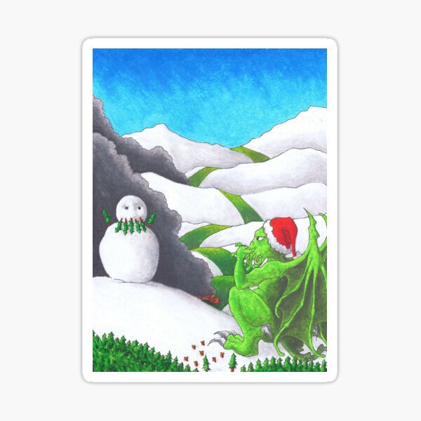 Great Cthulhu Hates Christmas - Self-portrait in Snow Sticker