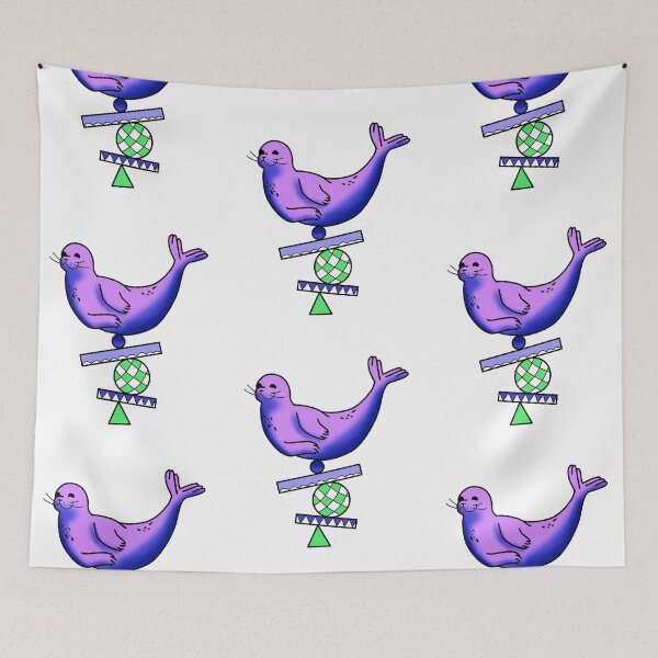 Item preview, Happy purple seal balancing on a stack of balls cute gift designed and sold by AnanasArt.