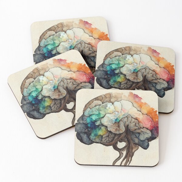 Item preview, Watercolor Rainbow Human Brain Anatomy Illustration designed and sold by maebella-art.