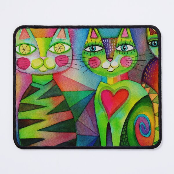 Item preview, 3 colourful cats designed and sold by Karin Zeller.
