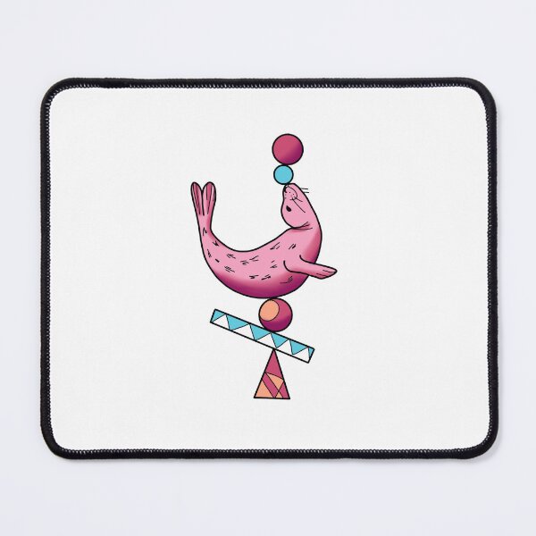 Item preview, Happy seal balancing on a ball in baby pink, cerise and blue cute gift designed and sold by AnanasArt.