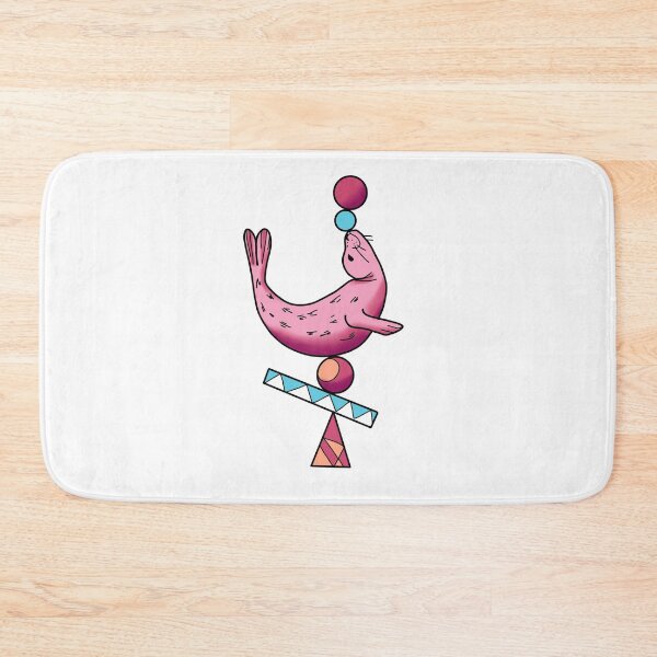 Artikelvorschau, Happy seal balancing on a ball in baby pink, cerise and blue cute gift entworfen und verkauft von AnanasArt.