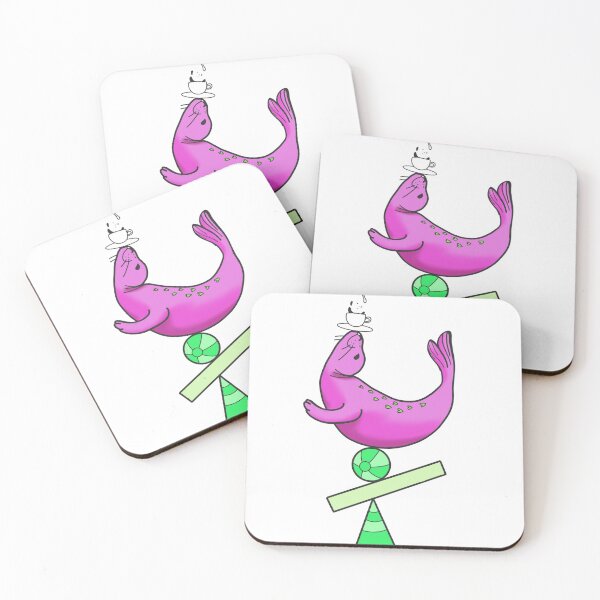 Item preview, Happy seal balancing on a ball in electric pink and green cute gift designed and sold by AnanasArt.