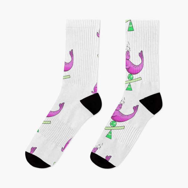 Item preview, Happy seal balancing on a ball in electric pink and green cute gift designed and sold by AnanasArt.