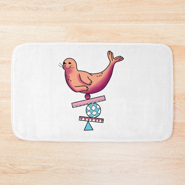 Item preview, Happy seal balancing on a ball in orange, blue and pink cute gift designed and sold by AnanasArt.