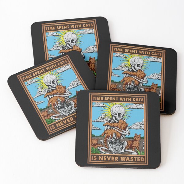 Item preview, Skeleton Hug Cat Canvas Prints Time Spent With Cats Is Never Wasted designed and sold by livasyczosek3.