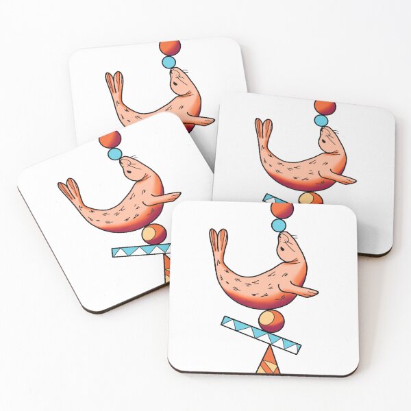 Item preview, Happy seal balancing on a ball in peach orange cute gift designed and sold by AnanasArt.