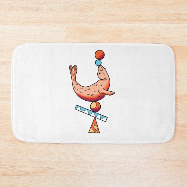Item preview, Happy seal balancing on a ball in peach orange cute gift designed and sold by AnanasArt.