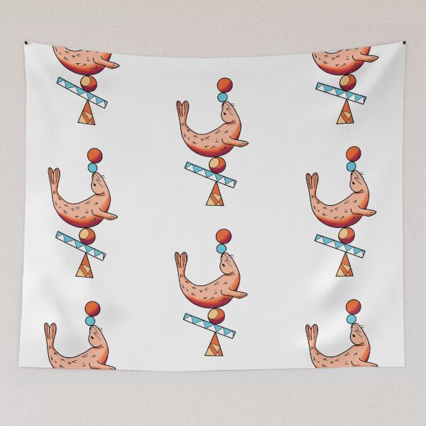 Item preview, Happy seal balancing on a ball in peach orange cute gift designed and sold by AnanasArt.