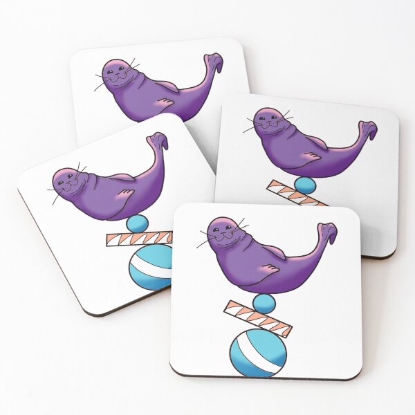 Item preview, Happy seal balancing on a ball in purple and baby blue cute gift designed and sold by AnanasArt.