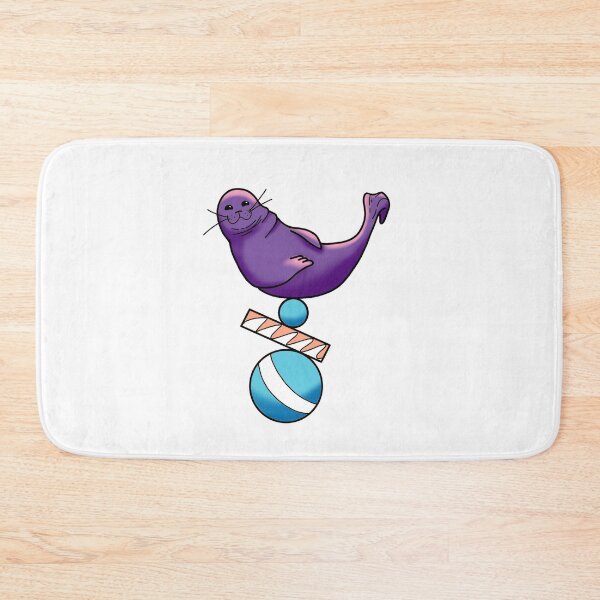 Item preview, Happy seal balancing on a ball in purple and baby blue cute gift designed and sold by AnanasArt.