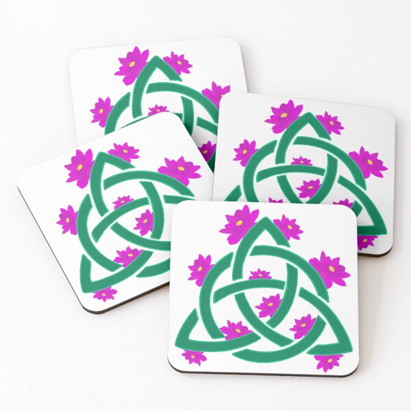 Item preview, Magical triquetra symbol with beautiful lotus blossoms white background designed and sold by LynseysArtShop.