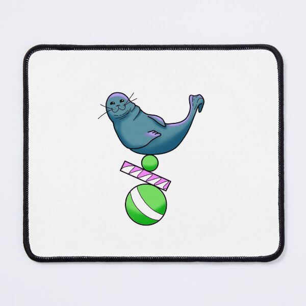 Item preview, Happy seal balancing on a ball in teal and green cute gift designed and sold by AnanasArt.