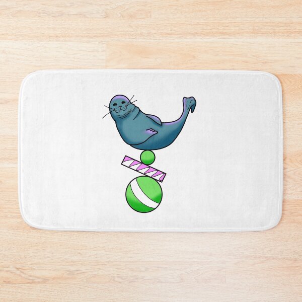 Item preview, Happy seal balancing on a ball in teal and green cute gift designed and sold by AnanasArt.