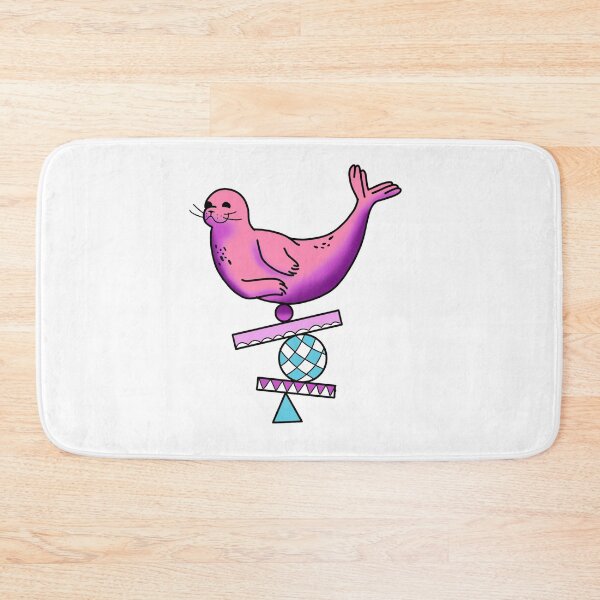 Item preview, Happy seal balancing on a ball in vibrant pink and blue cute gift designed and sold by AnanasArt.