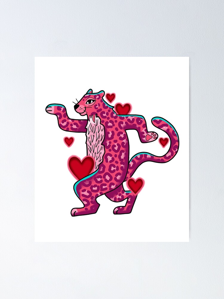 Hot pink Panther in love with sparkles and glitter cute gift Poster for  Sale by AnanasArt