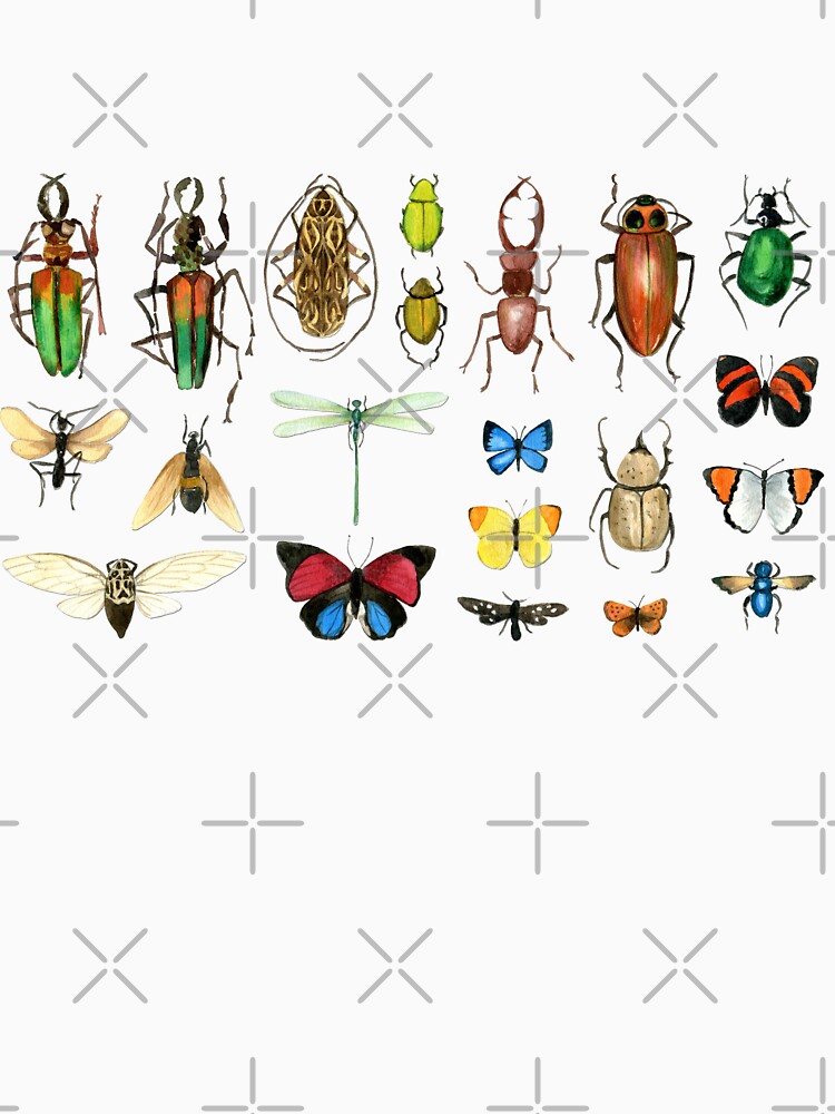 The Usual Suspects - insects on white - watercolour bugs pattern by Cecca Designs by Cecca-Designs