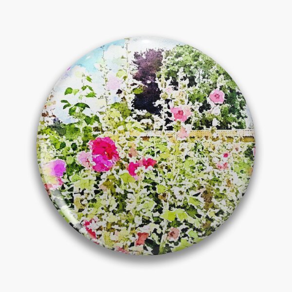 Item preview, A flower border full of Hollyhocks designed and sold by Floral-Art.