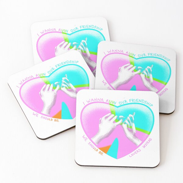Item preview, lesbian couple holding hands, lgbt love, i wanna ruin our friendship, pastel vibrant trippy colors cute gift designed and sold by AnanasArt.
