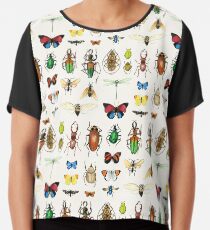 The Usual Suspects - insects on white - watercolour bugs pattern by Cecca Designs Chiffon Top
