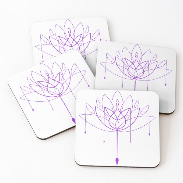 Item preview, light purple lotus symmetrical mandala linework with dangling crystals cute gift designed and sold by AnanasArt.