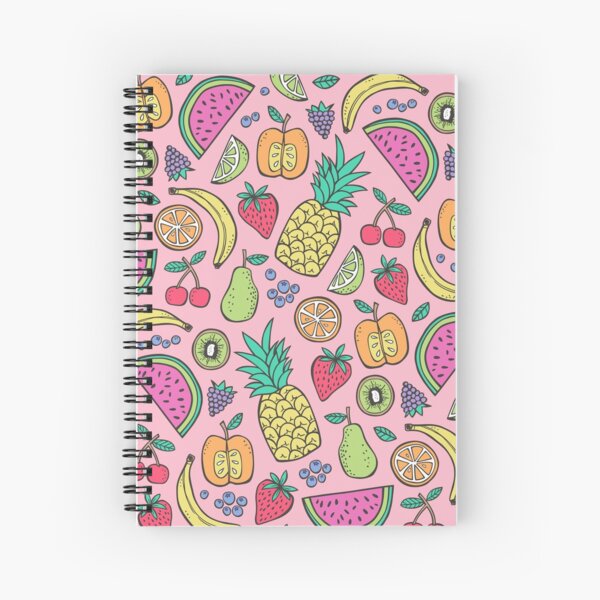 Fruit on Pink Spiral Notebook