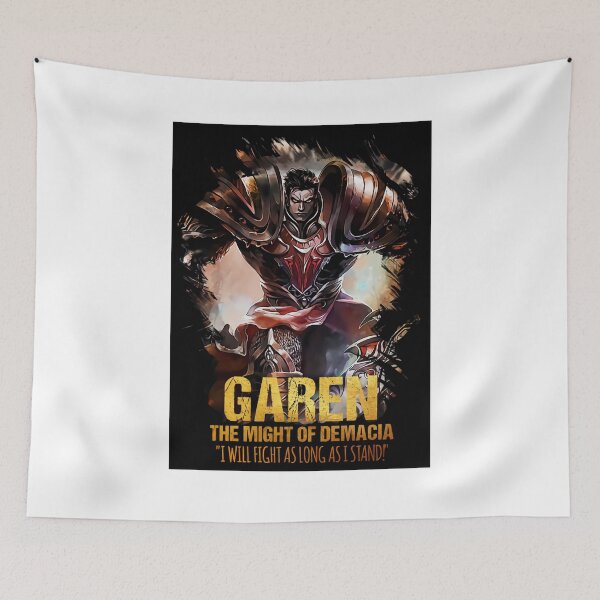 Artikelvorschau, League of L E G E N D S Garen The Might of Demacia Retro Grafik WEISS entworfen und verkauft von voskosdorgba3.