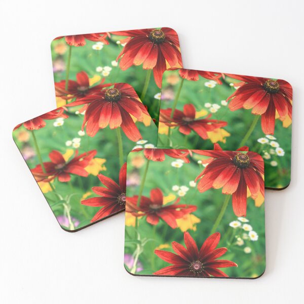 Item preview, Red summer flowers on green background designed and sold by olena2552.