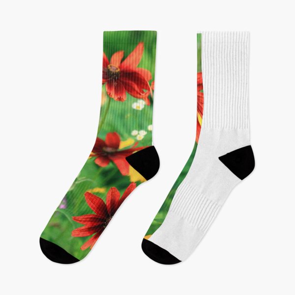 Item preview, Red summer flowers on green background designed and sold by olena2552.
