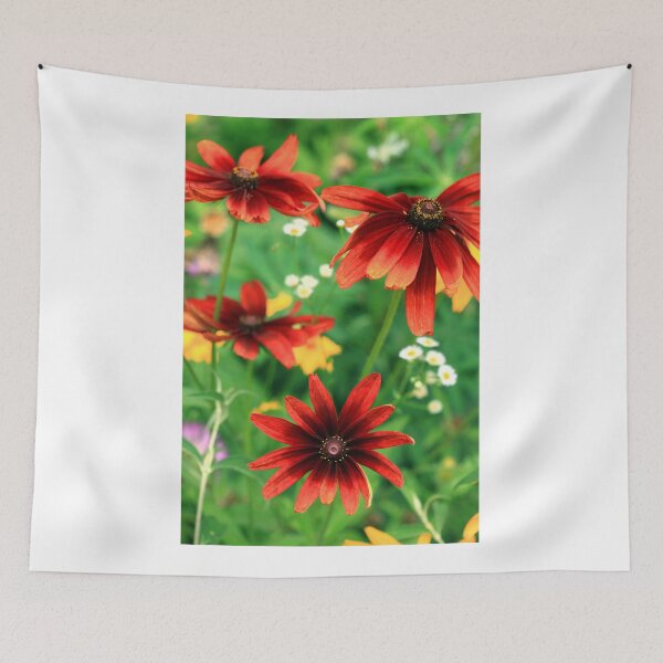 Item preview, Red summer flowers on green background designed and sold by olena2552.