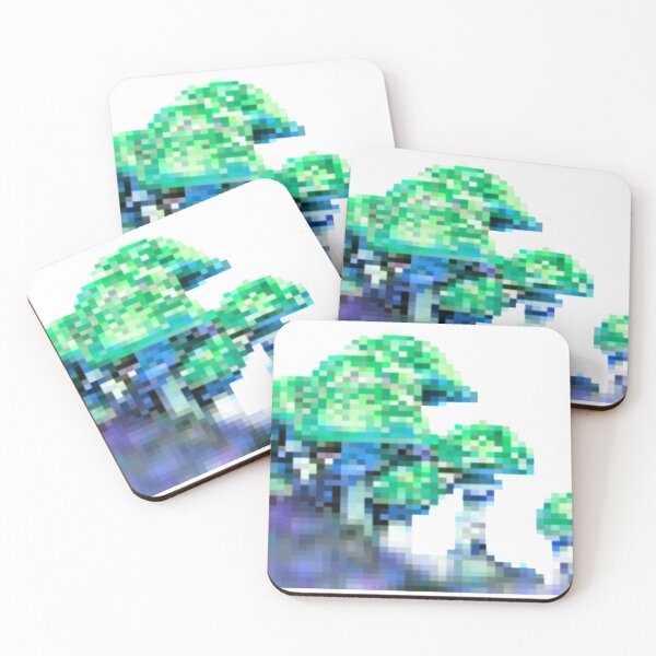 Item preview, some pixelated mushrooms on a hill | green variant designed and sold by VoltageStone.