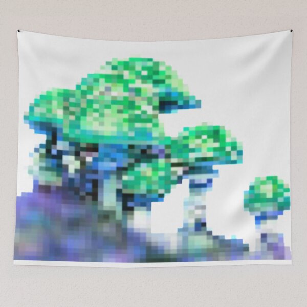 Item preview, some pixelated mushrooms on a hill | green variant designed and sold by VoltageStone.