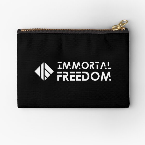 Immortal Freedom Logo & Side Title - White Zipper Pouch