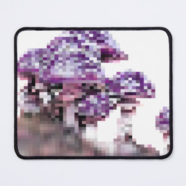 Item preview, some pixelated mushrooms on a hill | (muted) purple variant designed and sold by VoltageStone.