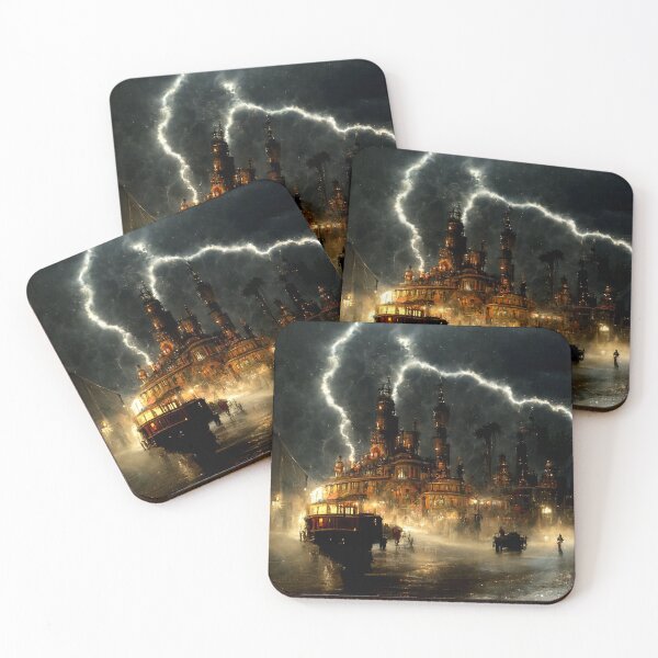 Item preview, Steampunk City during Lightening Storm designed and sold by Maskedpainter.