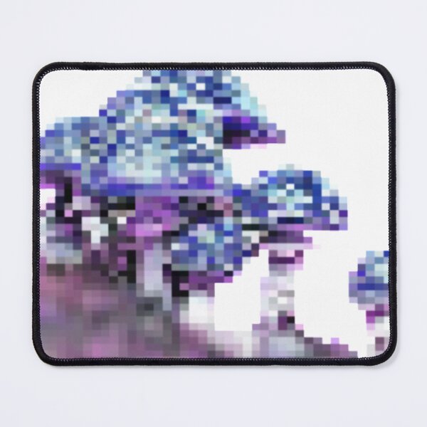 Item preview, some pixelated mushrooms on a hill | (muted) blue variant designed and sold by VoltageStone.