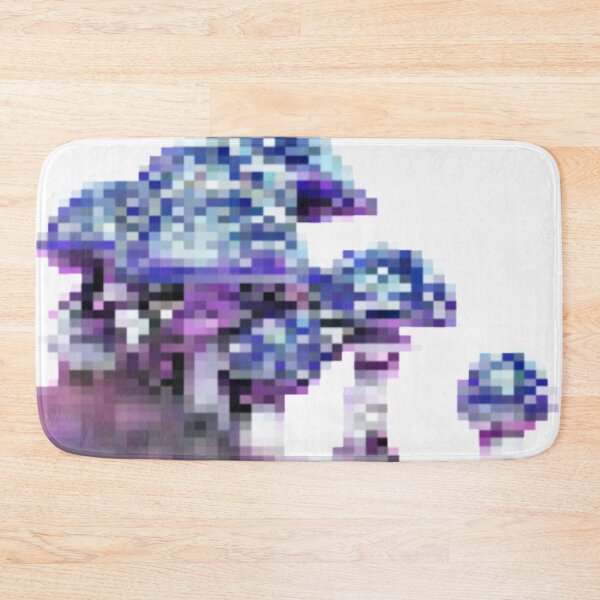 Artikelvorschau, einige verpixelte Pilze auf einem Hügel | (gedämpfte) blaue Variante entworfen und verkauft von VoltageStone.