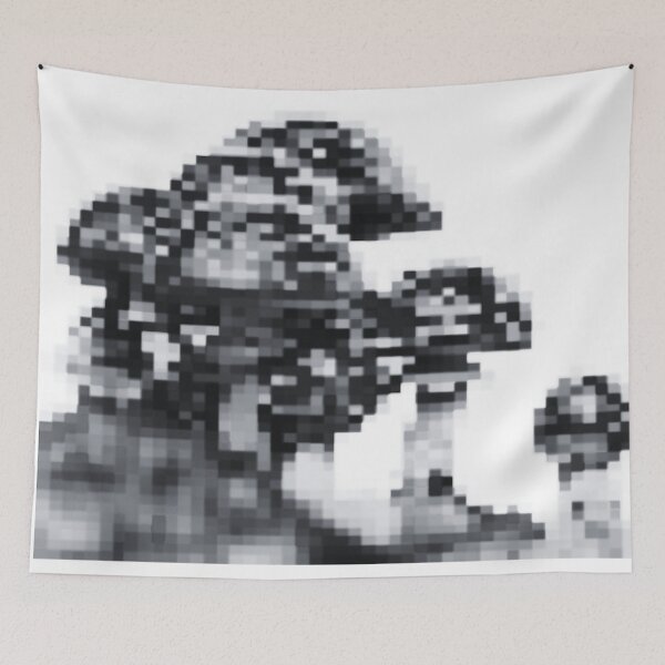 Item preview, some pixelated mushrooms on a hill | grey variant designed and sold by VoltageStone.