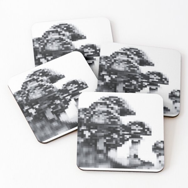Item preview, some pixelated mushrooms on a hill | grey variant designed and sold by VoltageStone.