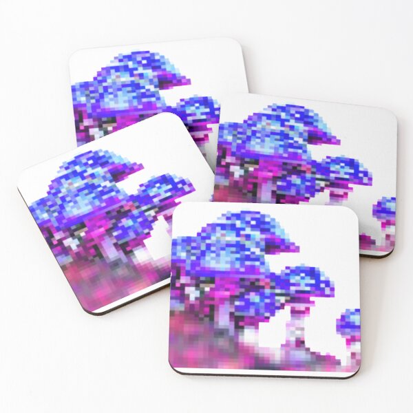 Item preview, some pixelated mushrooms on a hill | purple variant designed and sold by VoltageStone.