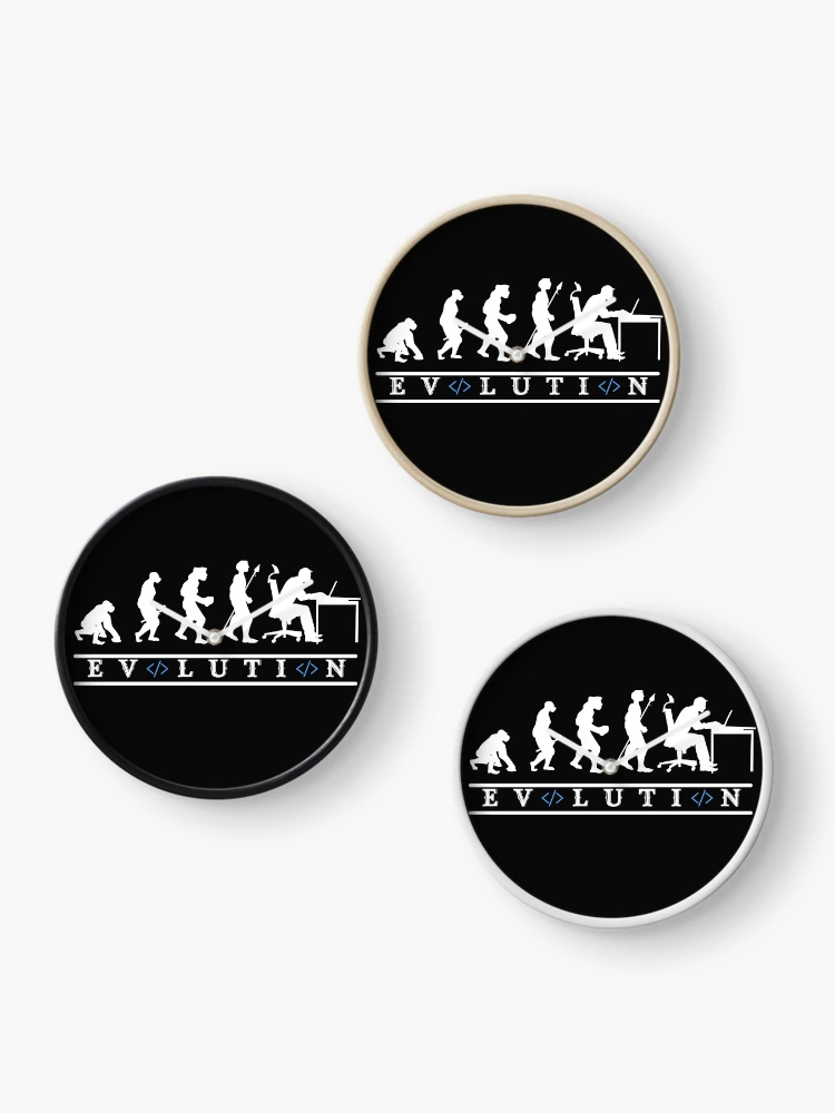 Thumbnail 3 von 4, Uhr, Evolution der Computerprogrammierung, urkomischer Programmierer designt und verkauft von Click-Like.