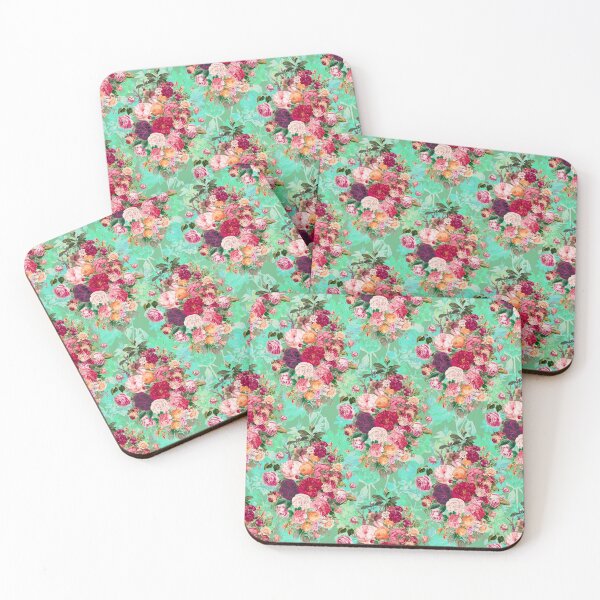 Item preview, Flowers in a diamond floral pattern, decorative pattern, modern design, flowers repeat pattern, green mint floral   designed and sold by ZeinabTaha.
