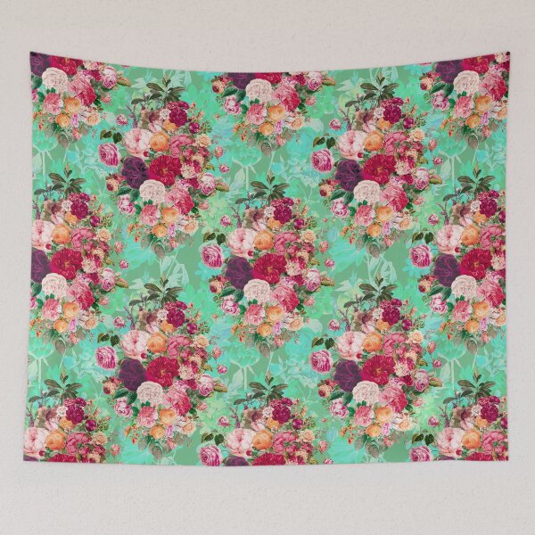 Item preview, Flowers in a diamond floral pattern, decorative pattern, modern design, flowers repeat pattern, green mint floral   designed and sold by ZeinabTaha.