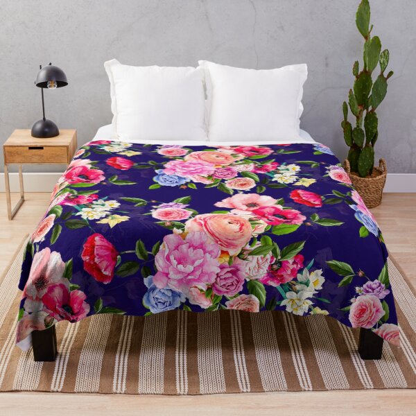Item preview, Stylish flowers and roses heaven, floral illustration, botanical pattern, plants pattern, dark blue exotic floral garden designed and sold by ZeinabTaha.