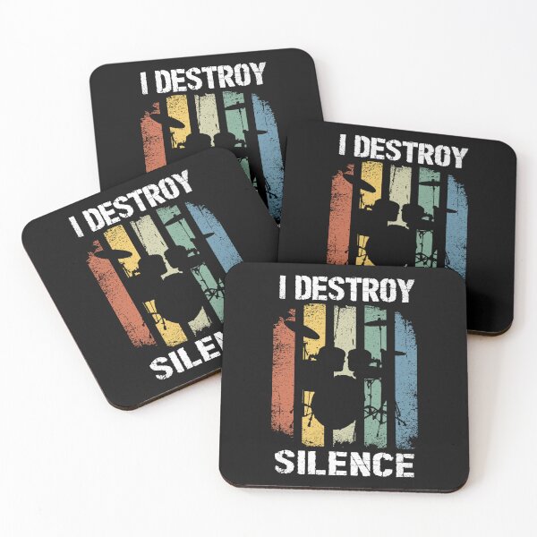 Item preview, i destroy silence retro drum music band designed and sold by Majesticoo.