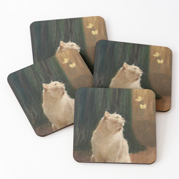 Item preview, White Cat and two Brimstone Butterflies (20th century) - Arthur Heyer designed and sold by SALON DES ARTS.