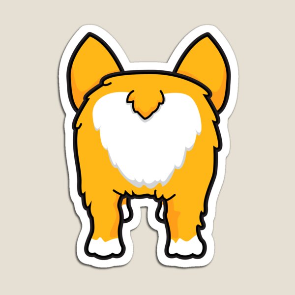 Happy Corgi Puppy Dog Heart Fuzz Wiggle Butt Magnet