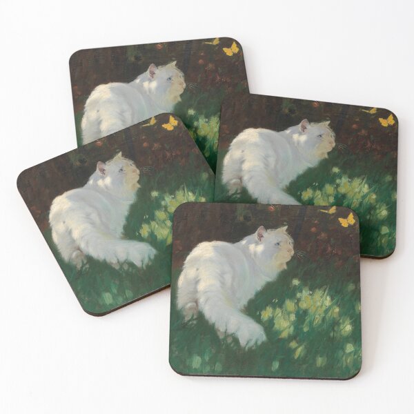 Item preview, White Cat and Butterflies (1914) - Arthur Heyer designed and sold by SALON DES ARTS.