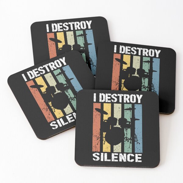 Item preview, i destroy silence retro drum music band designed and sold by Majesticoo.